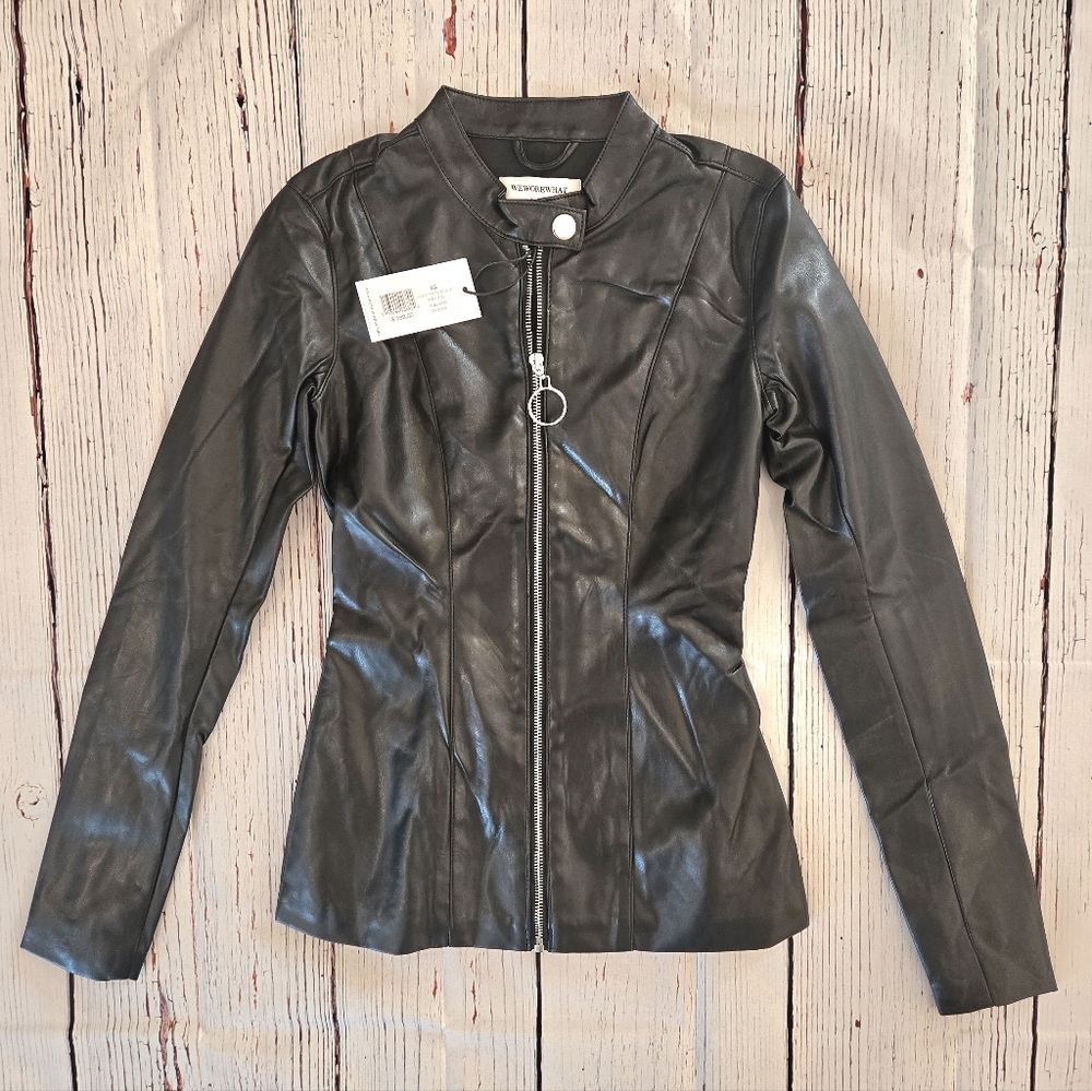 WeWoreWhat Black Leather Zip-Front Jacket